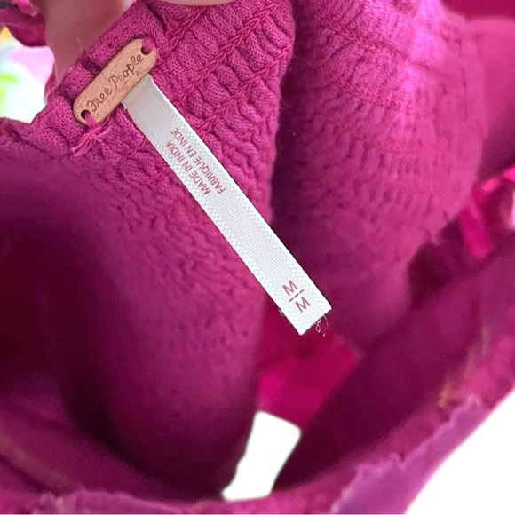 Free People Serotonin Linen Blend Puff Sleeve Embroidered Crop Top Medium - Picture 5 of 5